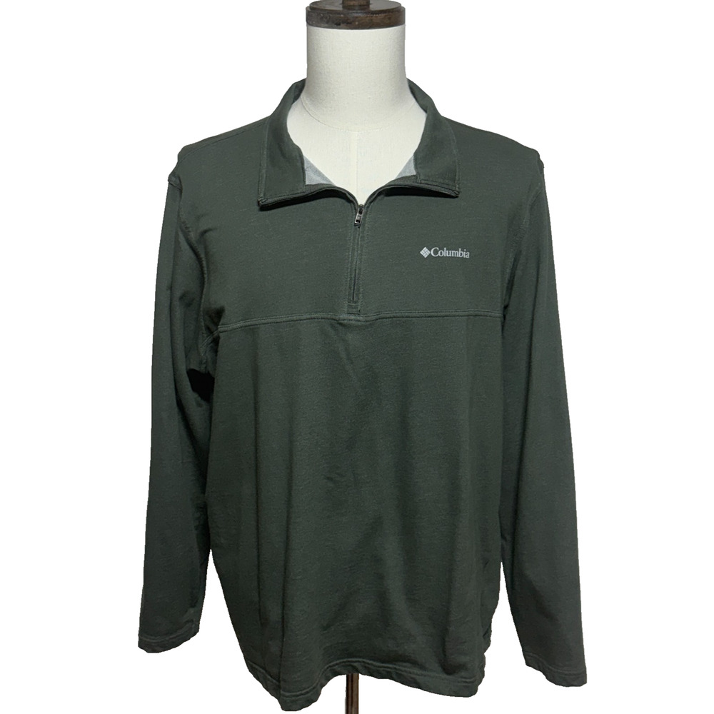 Columbia‎ Sweatshirt Mens XL Green 1/4 Zip Omni Wick Advanced Evaporation